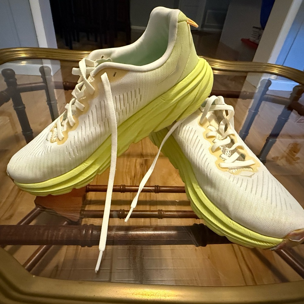 Hoka Cream and Lime Athletic Shoes - Picture 4 of 7